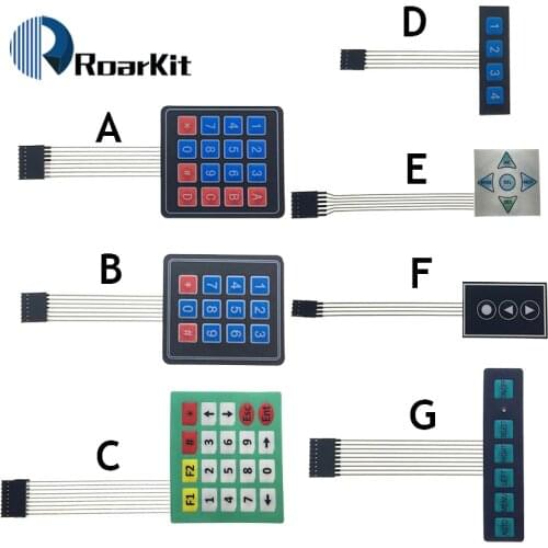1*2 3 4 5 Key Button Membrane Switch 3*4 4X5 Matrix Array Keyboard 1X6 Keypad with LED Control Panel Pad DIY Kit For Arduino