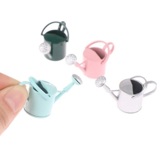 1Pcs 1/12 Dollhouse Miniature Furniture Metal Watering Can Garden Decoration Miniature Furniture