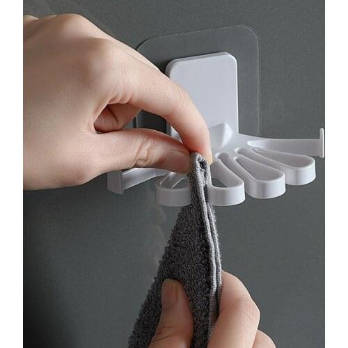 Wall Mount Towel Holder Rack Kitchen Hanger with Hooks Bathroom Hanger Storage Shelf Holder Organizer Bathroom Accessories