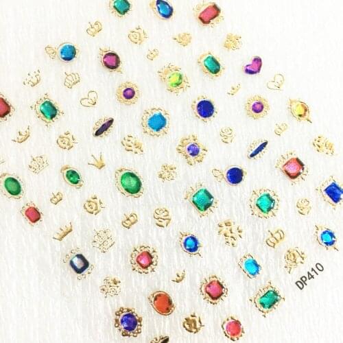 Newest DP410 Jewelry design 3D sticker nail decal stamping template Korea style rhinestones DIY decoration for nail art tips