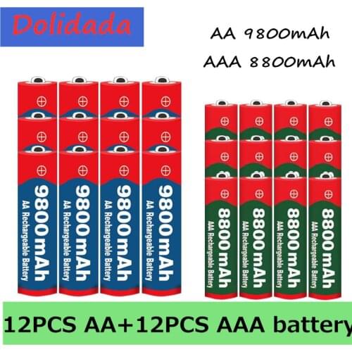 New 1.5V AA 9800 mAh+1.5V AAA 8800 mAh Alkaline1.5V Rechargeable Battery For Clock Toys Camera battery