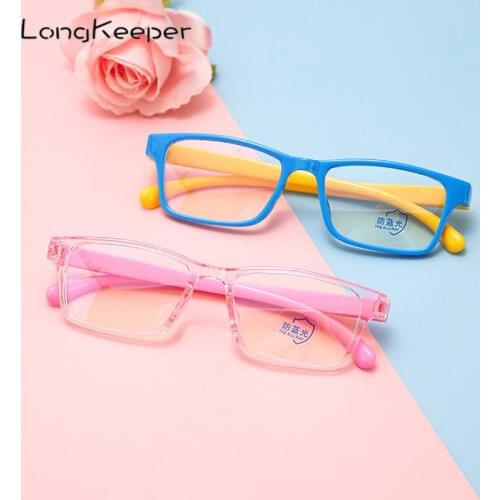 New Anti blue Light Kids Glasses Boys Girls Computer Optical Frame Square Children Transparent Gaming Eyeglasses UV Soft Frame