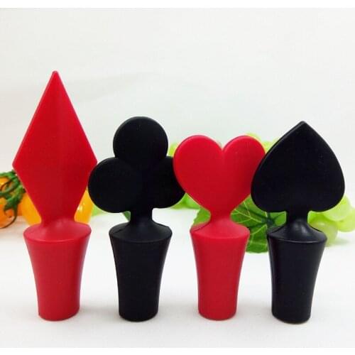 New food grade creative silicone wine bottle stopper playing card red wine bottle stopper Silicone Cap