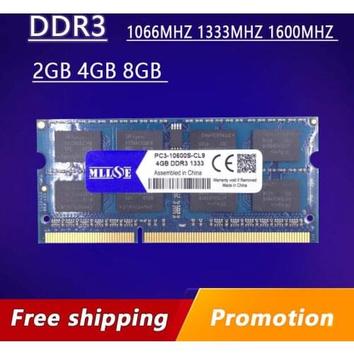 MLLSE RAM DDR3 4GB 8GB 2GB 1066 1333 1600 1066mhz 1333mhz 1600mhz SO-DIMM DDR3L 4GB DDR3 RAM Memory Memoria For Laptop Notebook