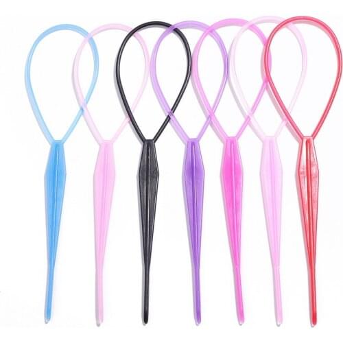 Popular 1SET Ponytail Creator Plastic Loop Styling Tools Black Topsy Pony Topsy Tail Clip Hair Braid Maker Styling Tool Fashion