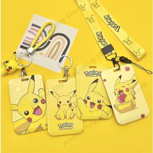 Anime Pokemon pikachu cartoon PVC Card Student Campus Card Hanging Neck bag Card Holder Lanyard ID Card Meal Card Package Toys