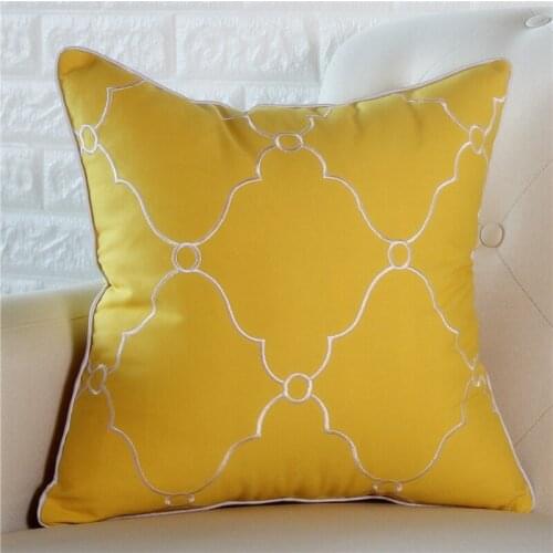 American Luxury Embroidered Cushion Cover Yellow Geometric Throw Pillowcase Square Rectangular Pillow Cover Sofa Home Decoration