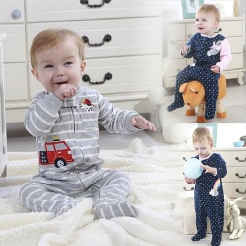 Footed Warm Baby Rompers 2019 Fall Winter Micro Polar Fleece Hot Baby Pajamas Infant jumpsuits Sleepwear 0/3-12M