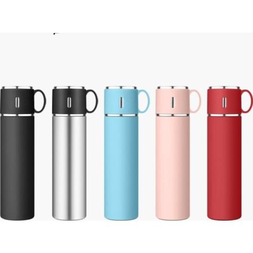 Stainless Steel Thermos with Drink Cup Double Wall Vacuum Insulated Thermal Water Bottle for Tea Coffee Travel Mug Vacuum Flasks