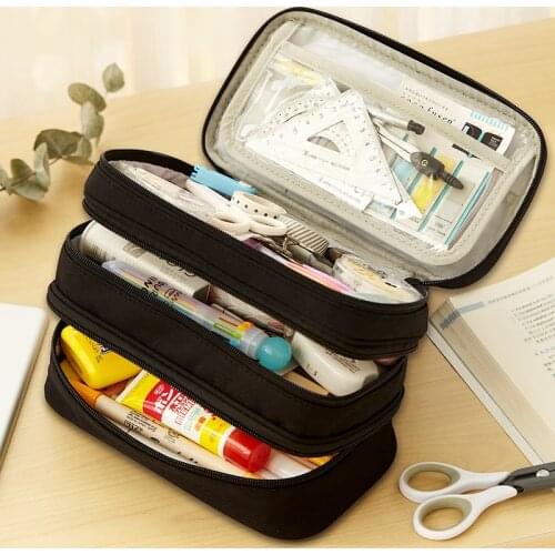 Three-layer Large-capacity Stationery Bag Stationery Storage Box Travel Cosmetic Bag Student Supplies