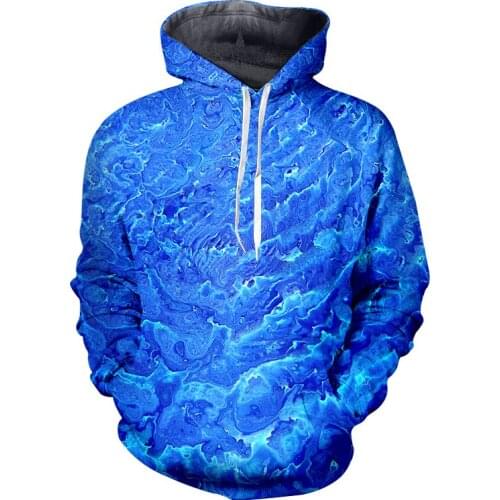 UJWI Mens 2020 New Hoodies 3D Printed Blue ripple oil painting Vortex Clothing Man Spandex Pullover Winter Long sleeve