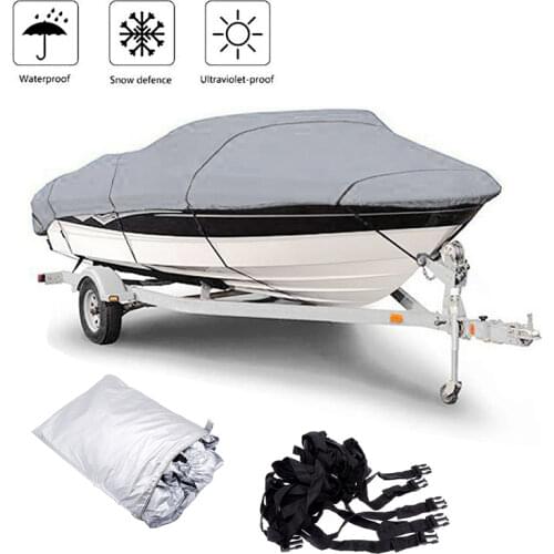 Yacht Outdoor Protection Waterproof Boat Cover Oxford Fabric Anti-smashing Tear Proof Silver Reflective 300D 11-22FT Boat Cover