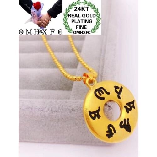 OMHXFC Jewelry Wholesale YM318 European Fashion Fine Woman Girl Party Birthday Wedding Gift Round Words 24KT Gold Pendant Charm