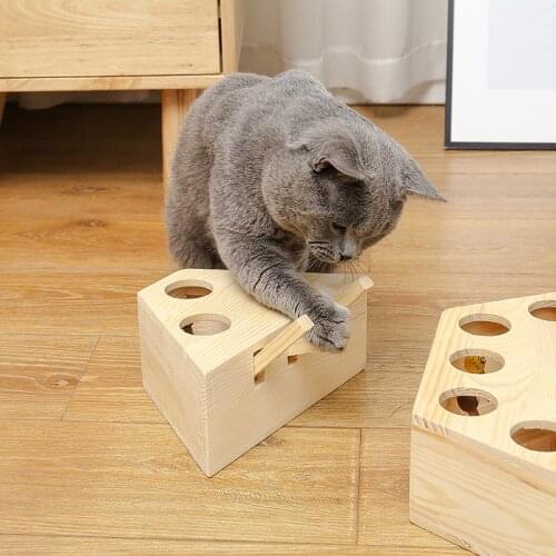 Funny Cat Hitting Hamster Play Toy Leisure Interactive Pet Cat Dog Toys Natural Solid Wood Toy Iq Traning Pet Supplies
