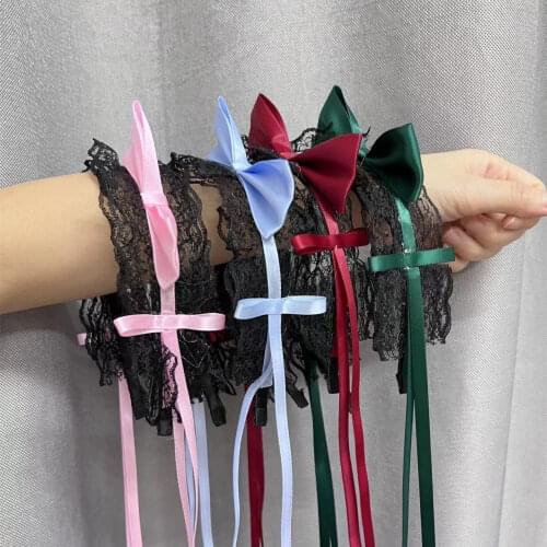 Women Cosplay Anime Lolita Lace Headband Plush Cat Ears Ribbon Bell Lolita Cosplay Hair Hoop Kawaii Accessories