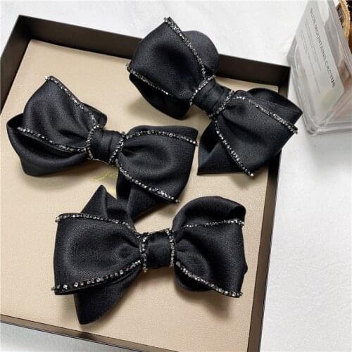 Women Elegant Fashion Bowknot Hair Clip Headdress Crystal pearls Spring Clip Hairpin Headwear Hari Accessories