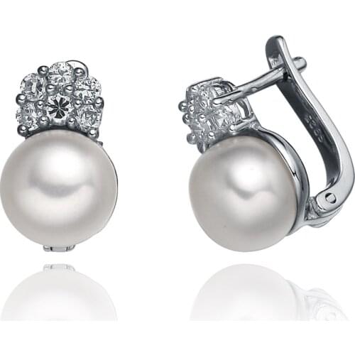 Sinya 925 sterling silver jewelry natural freshwater pearl earring English lock finding hoop earring for women News hot sale