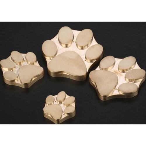1pc Cute Paw Shape Brass Stamp Mold Bear Claw Logo Making Leather Seal Wood Stamp Craving Tool Branding Heat Embosser 2/4/5/6cm