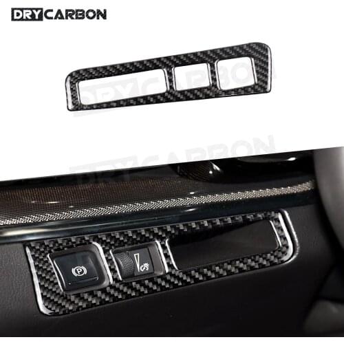 1pcs Carbon Fiber Electronic Handbrake Button Trim Cover Car Accessories Interior Car Decor Car Trim for Cadillac XT5 2016-2019