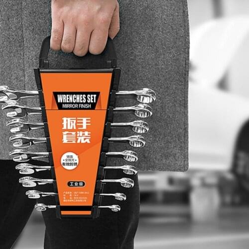 55% Hot Sales 10Pcs 8-22mm Wrench Set Dual-service Multipurpose Chromium Vanadium Alloy Steel Assorted Ratchet Spanners