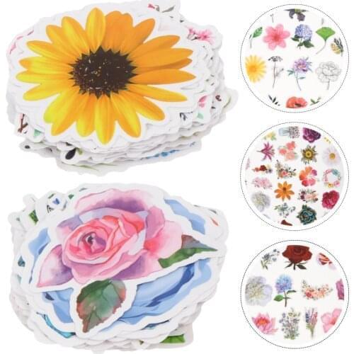 100Pcs Flower Stickers Aesthetic Stickers Sticky Decorative Decals Vinyls