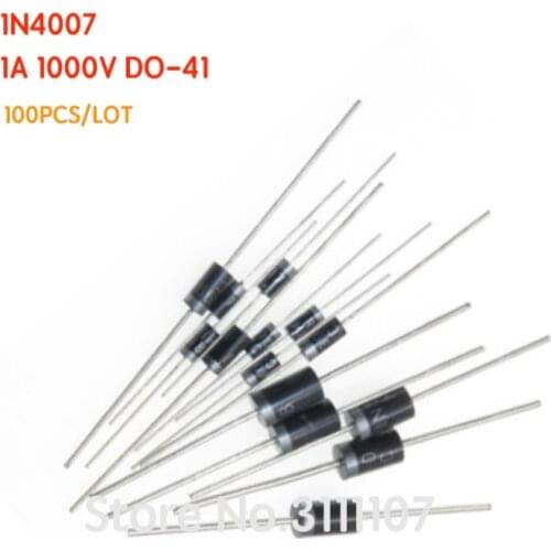 100PCS/LOT 1N4007 1A 1000V 4007 DO-41 Rectifier Diode IN4007 DIP 100%NEW & High quality