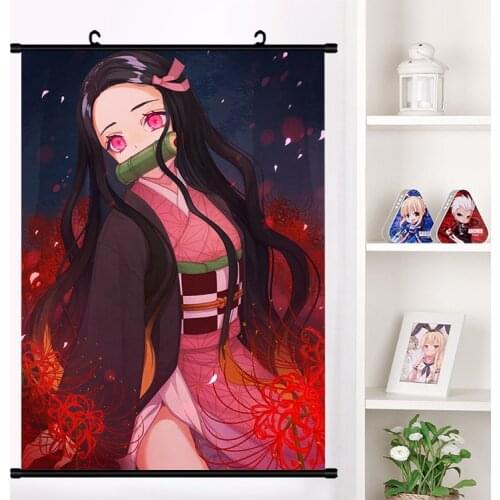 2019 Anime Demon Slayer: Kimetsu no Yaiba Kamado Tanjirou Kamado Nezuko Wall Scroll Poster Wall Hanging Poster Home Decor