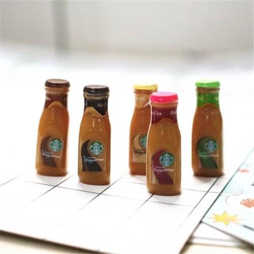 6Pcs Resin Coffee Drink Bottle Slime Charms DIY Accesorios Toy Slime Supplies Filler For Clear Fluffy Slime Gift Toy For Kids