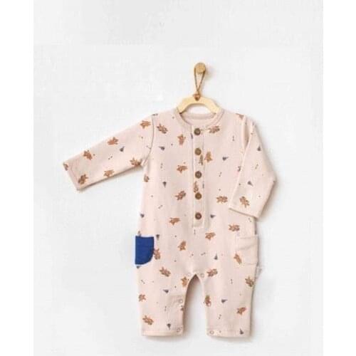 Andywawa AC21094 Bear Camp Baby Jumpsuit Beige