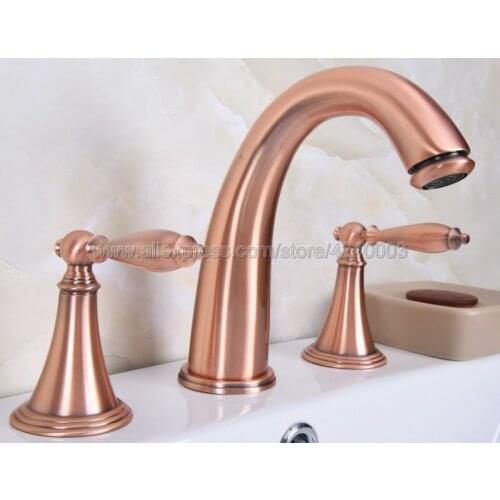 Antique Red Copper 8" Widespread Dual Handle Bathroom Basin Faucet Vanity Sink Tub Mixer Tap Deck Mounted Krg066