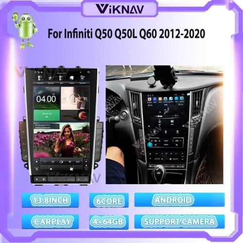 13.6 Inch Screen Car Radio For Infiniti Q50 Q50L Q60 2012-2020 4K ISP Android Apple IPX6 Carplay GPS navigation stereo 2din