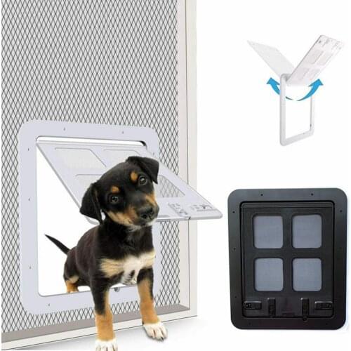 Pet Screen Door Automatic Lockable Screen Dog Door Window Security Flap Gates Pet Tunnel Dog Fence Free Access Door For Home