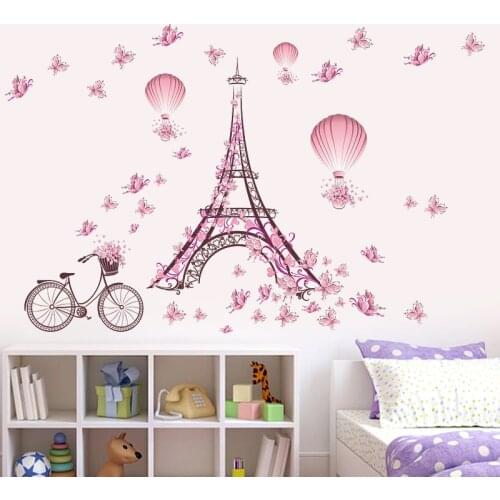 Butterfly Flower Tower hot air balloon girls bedroom decoration living room wall stickers home decor decal art mural