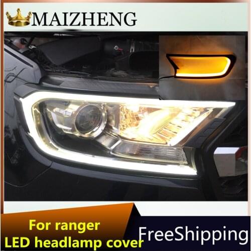 Running siganls NEW Black HeadLight LED Cover Trim ABS Lamp Hood For FORD For RANGER T6 Everest Raptor 2015 2016 2017 2018 2019