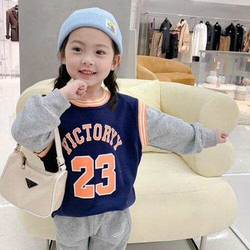 Toddler Kids Hoodies Spring Autumn Baby Fashion Casual Loose Long Sleeve Sweatshirts 2021 Boys Girls Letters Splcing Pullovers