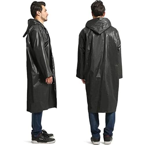 145 x 63CM Unisex Rain Coat Impermeable Black Fashion Adult Waterproof Women Men Rain coat Hooded For Outdoor Hiking Travel