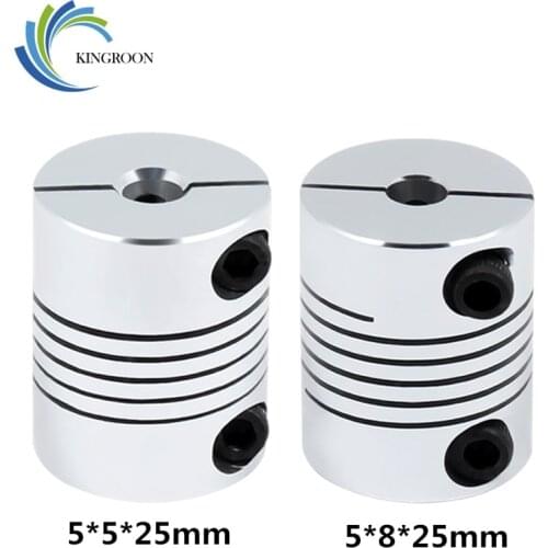 KINGROON Upgrade 3D Printer Flexible Shaft Coupler 5X5X25mm 5X8X25mm Aluminium Stepper Motor Flexible Shaft Coupling CNC Parts 1