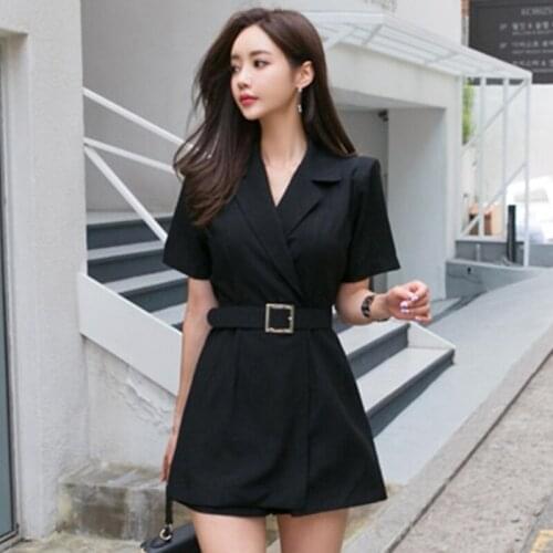 Sexy Women Jumpsuit 2020 Summer New Elegant Black Ladies Rompers Fashion V-Neck Short Sleeve Casual Office Jumpsuits Women Pants