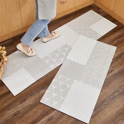 PVC Kitchen Mat Waterproof Oil-proof Entrance Door Mat Kitchen Rug PU Leather Anti-fatigue Bathroom Kitchen Carpet Non-slip
