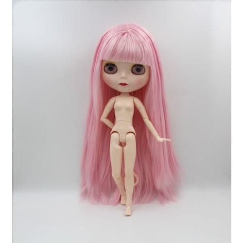 Blygirl,Blyth doll,With straight pink bangs, 1/6 nude dolls, 19 joints, and a new face shell doll, you can give her makeup
