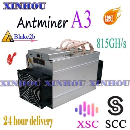 Used Asic miner Antminer A3 815GH/s Blake2b Used in SCC XSC mining More economical than s9 L3 Z9 Z11 T17 whatsminer M3