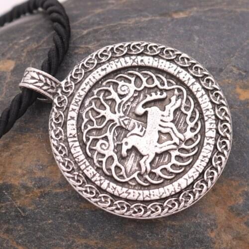 Deer With Tree Of Life Pendant Necklace Noridc Viking Rune Necklace For Men Charm Jewelry With Gift Bag