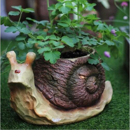 Pastoral Animal Flower Pot Prnaments Resin Creative Cute Rabbit Snail Gardening Succulent Potted Decoration Outdoor Garden Craft