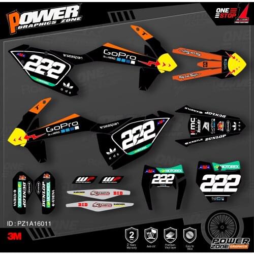 PowerZone Custom Team Graphics Backgrounds Decals 3M Stickers Kit For KTM SX SXF MX 16-18 EXC XCW Enduro 17-19 125 to 500cc 11