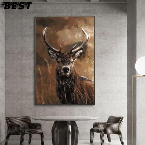 Posters and Prints Canvas Painting Deer Wall Pictures for Living Room Decorative Pictures Home Decor Oil Painting