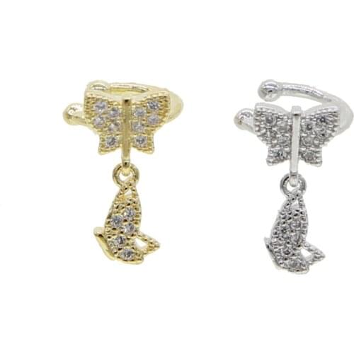 Popular handmade inset butterfly cuff earring evil eye ring fan-shaped ear cuff Mujer bridal mosaic CZ zircon micro jewelry sets