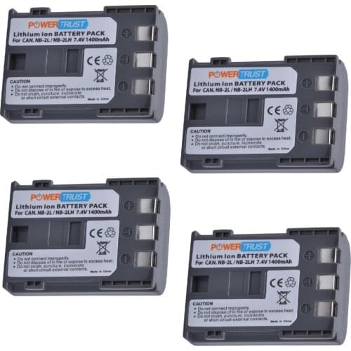PowerTrust 4pcs 7.4V 1400mAh NB-2L NB-2LH NB 2L NB 2LH Digital Camera Battery Pack For Canon 350D 400D G7 G9 S30 S40