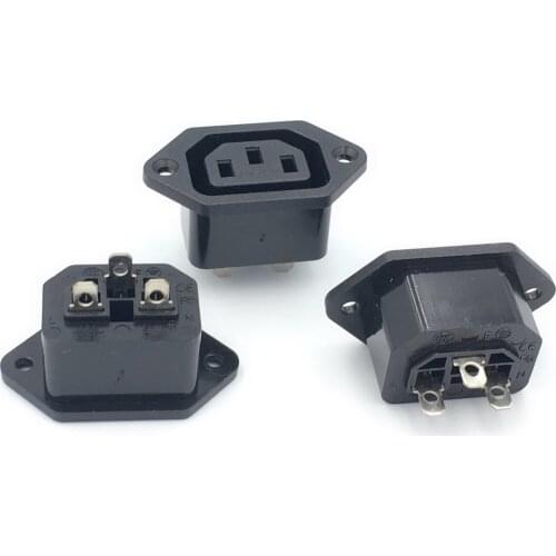 Chassis Female 15A/250V 3PIN 05231 AC IEC C13 C14 Inline Socket Plug Adapter Mains Power Connector Power Supply Output Outlet