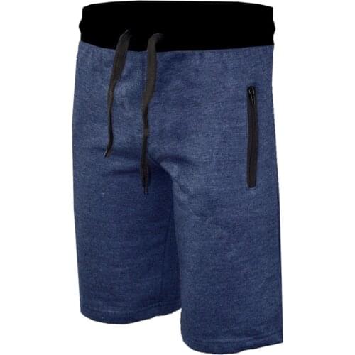 Summer Men Sports Shorts Solid Color Zipper Pocket Stitching Fitness Training Gym Jogging Shorts New Plus Size Men Running Short