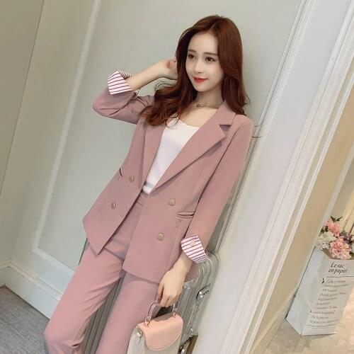 Spring women Pink jacket suit two-piece Office Career Work Wear blazer set woman suits lady suit office pant suits women suit